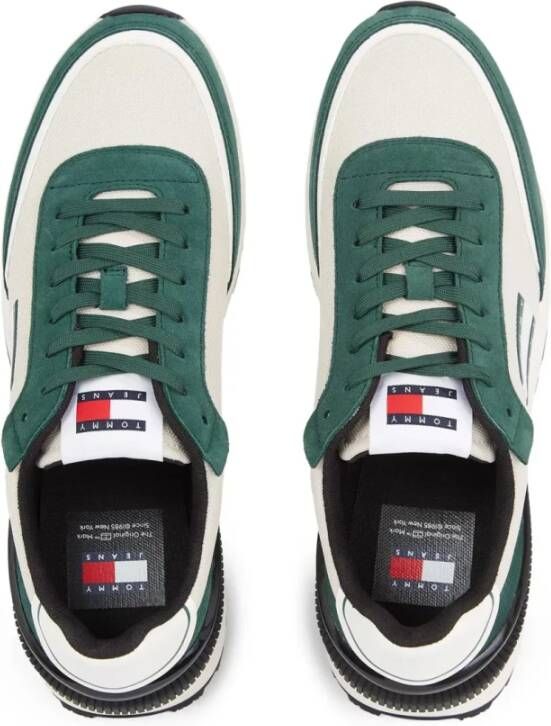 Tommy Jeans Groene Mesh Leren Hardloopschoenen Multicolor Heren