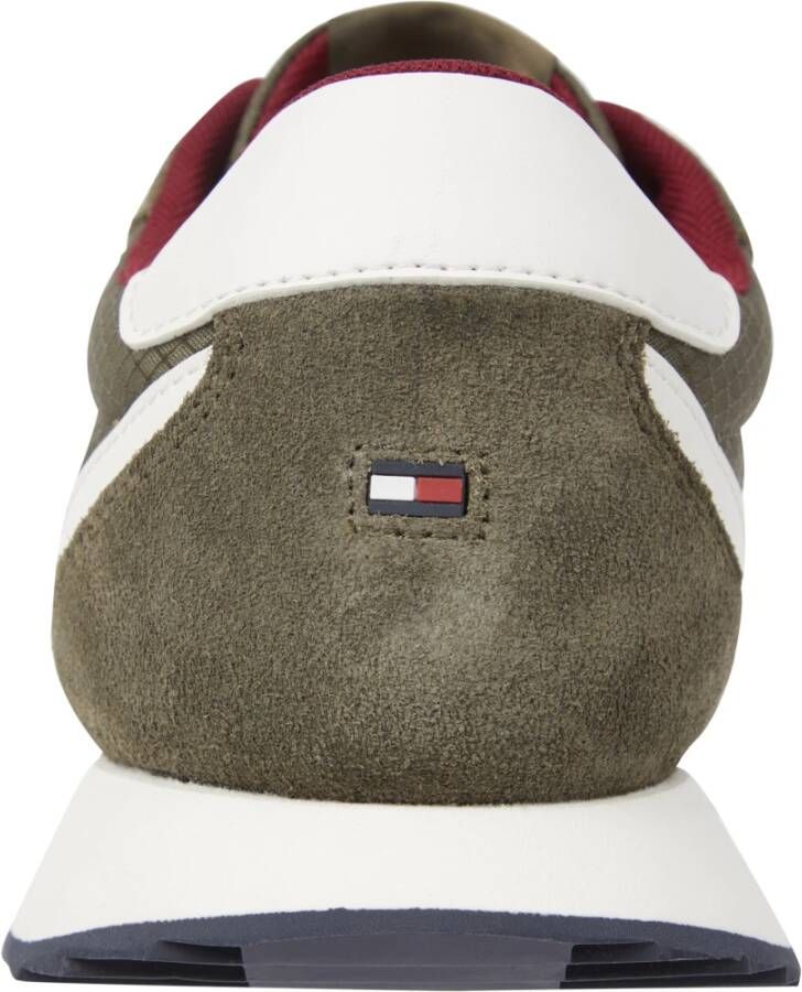 Tommy Jeans Groene Sneakers Ronde Neus Vetersluiting