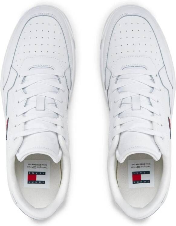 Tommy Jeans Lage Leren Sneakers Blancs White Heren