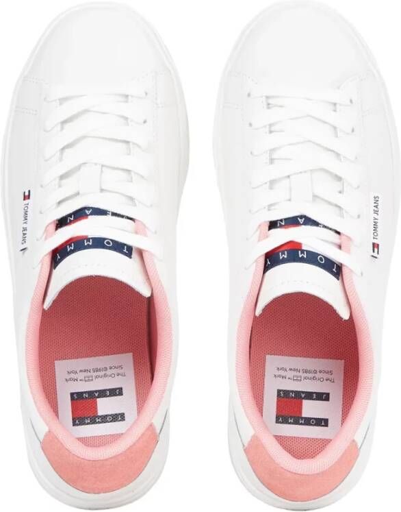 Tommy Jeans Lage Leren Sneakers Roses White Dames
