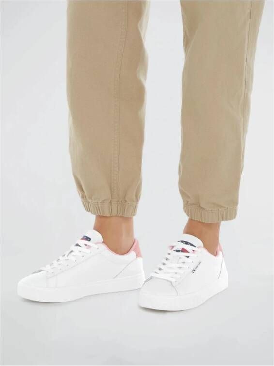 Tommy Jeans Lage Leren Sneakers Roses White Dames
