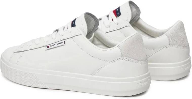 Tommy Jeans Lage Leren Sneakers Wit Patched White Dames