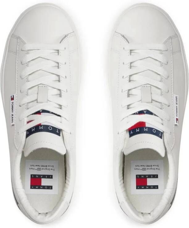 Tommy Jeans Lage Leren Sneakers Wit Patched White Dames