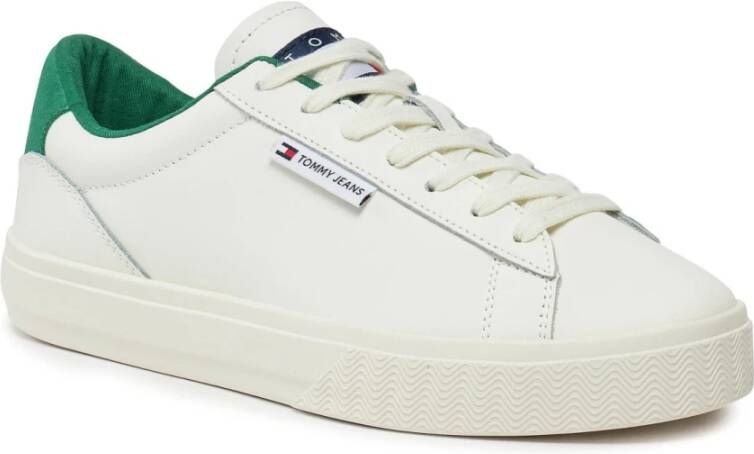 Tommy Jeans Lage Leren Sneakers Wit White Heren