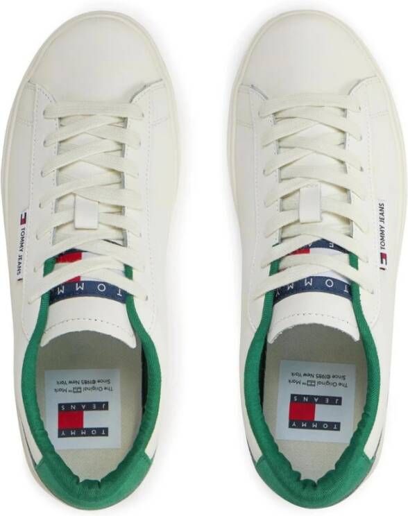 Tommy Jeans Lage Leren Sneakers Wit White Heren
