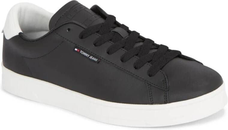 Tommy Jeans Leren Cupsole Sneakers Zwart Black Heren