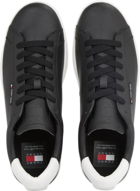 Tommy Jeans Leren Cupsole Sneakers Zwart Black Heren