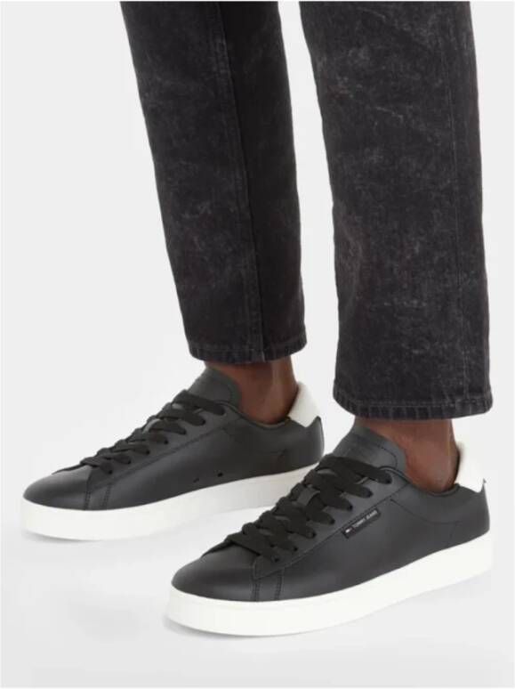 Tommy Jeans Leren Cupsole Sneakers Zwart Black Heren