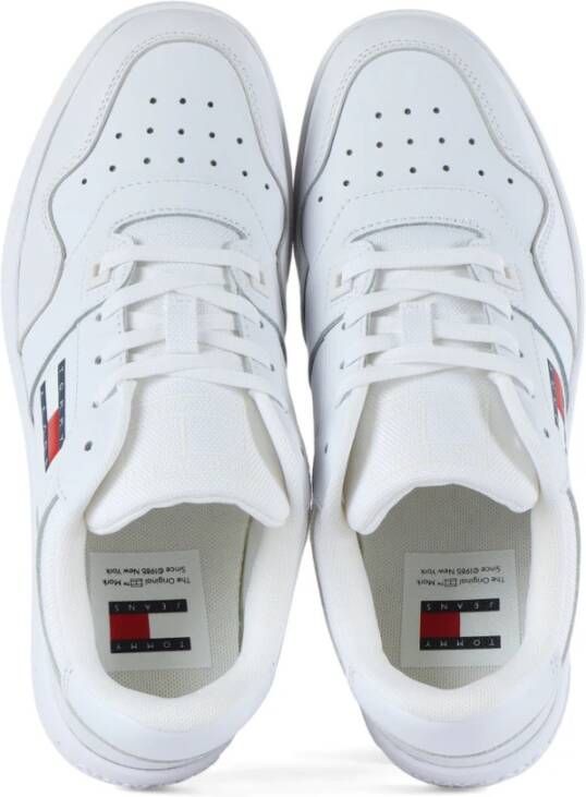 Tommy Jeans Leren Retro Basket Sneakers White Dames