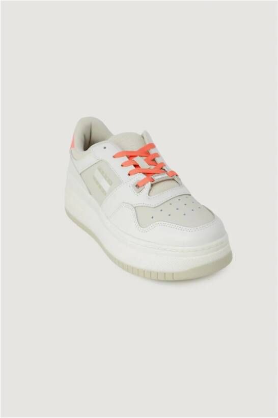 Tommy Jeans Leren sneakers met gekleurd patroon White Dames