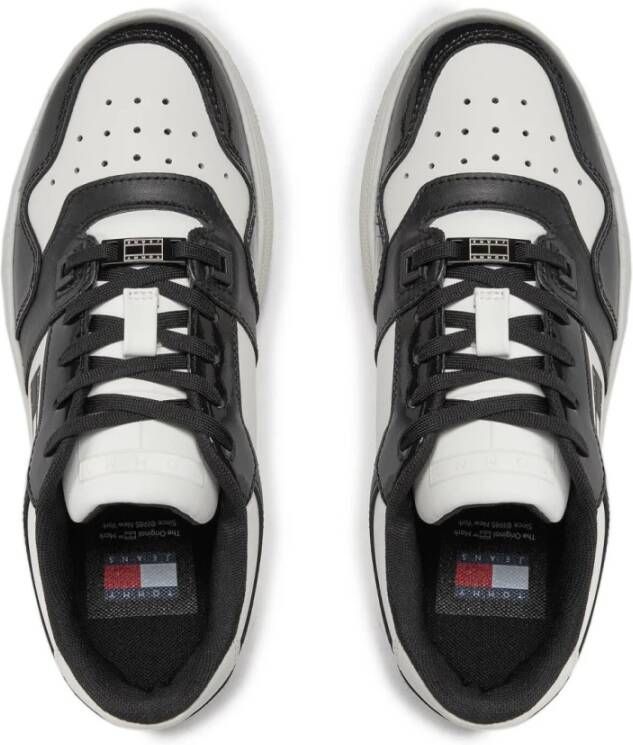 Tommy Jeans Platform Leren Sneakers Wit Black Heren