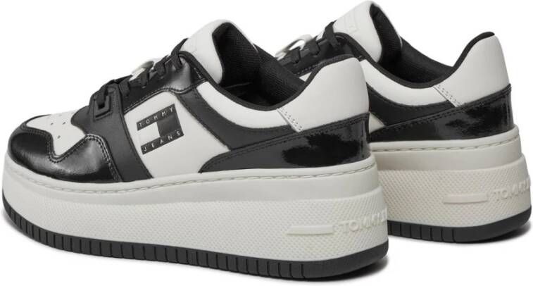 Tommy Jeans Platform Leren Sneakers Wit Black Heren