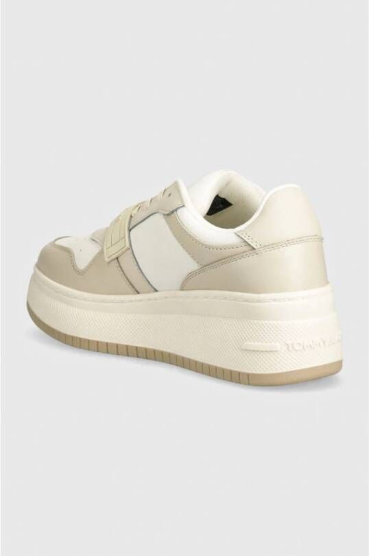 Tommy Jeans Retro Leren Sneakers Beige Dames