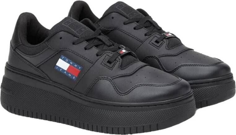 Tommy Jeans Retro Zwarte Sneakers Flatform Vrije Tijd Black Dames