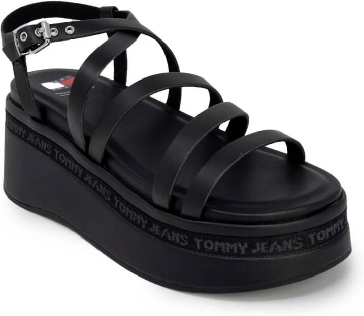 Tommy Jeans Strappy Wedge Sandalen Lente Zomer Collectie Black Dames