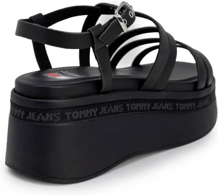 Tommy Jeans Strappy Wedge Sandalen Lente Zomer Collectie Black Dames