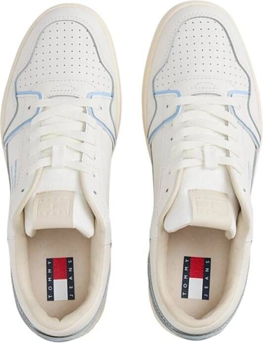 Tommy Jeans Witte Heritage Basketbalsneakers van Leer