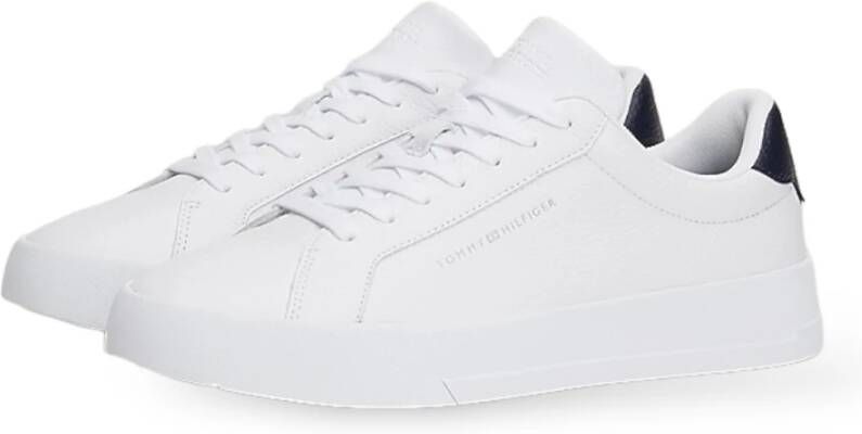 Tommy Jeans Witte Leren Lage Sneakers White Heren