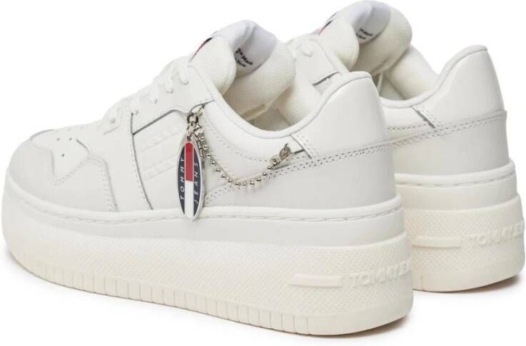 Tommy Jeans Witte Leren Platform Sneakers met Veters White Dames