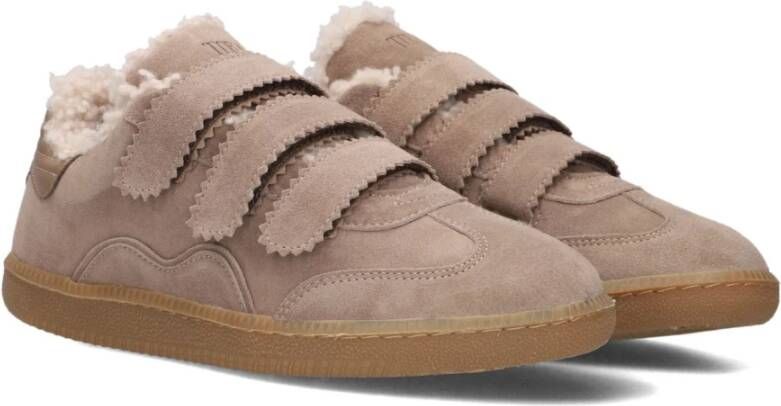 Toral Beige Suède Sneakers met Bontvoering