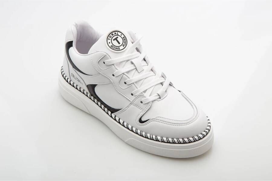 Toral Stijlvolle leren sneaker met zwarte accenten White Dames