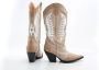 Toral Witte leren en beige suède cowboylaars Beige Dames - Thumbnail 4