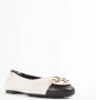 TORY BURCH Crèmekleurige Claire Leren Ballerina met Zwarte Contrastneus Beige Dames - Thumbnail 2