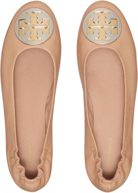 TORY BURCH Beige Leren Ballerina`s Beige Dames