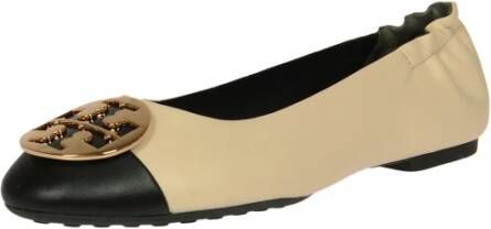 TORY BURCH Claire Cap Toe Ballet Flats Beige Dames