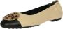 TORY BURCH Crèmekleurige Claire Leren Ballerina met Zwarte Contrastneus Beige Dames - Thumbnail 11