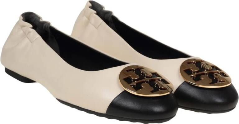 TORY BURCH Crèmekleurige Claire Leren Ballerina met Zwarte Contrastneus Beige Dames - Foto 2