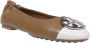 TORY BURCH Claire Ballerina Bruine Leren Platte Schoenen Bruin Dames - Thumbnail 3