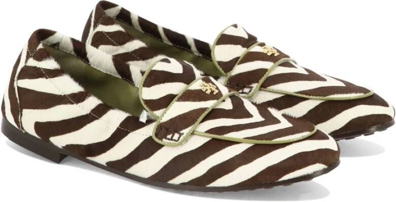 TORY BURCH Ballet Loafers met kalfsleer en schapenleer Brown Dames