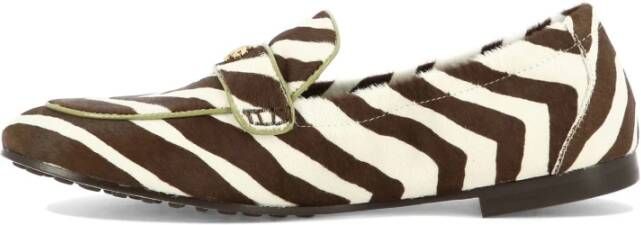 TORY BURCH Ballet Loafers met kalfsleer en schapenleer Brown Dames