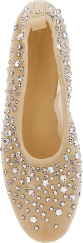 Tory Burch Beige Kristallen Ballerina`s
