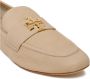 TORY BURCH Beige leren loafers met gouden logo Gray Dames - Thumbnail 2