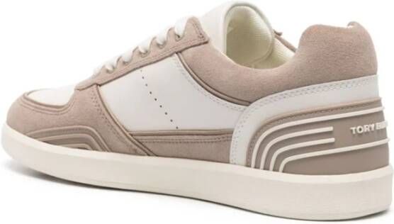 TORY BURCH Beige Sneakers met Leren en Suède Bovenwerk Beige Dames