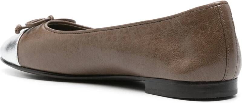 TORY BURCH Bicolor Cap-Toe Ballerina Schoenen Brown Dames