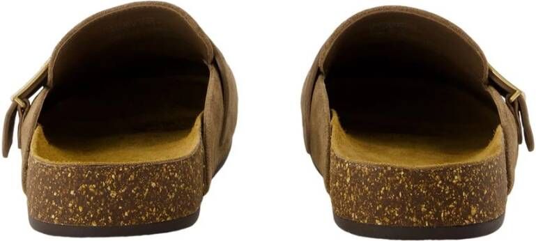 Tory Burch Bruin leren instap sandalen