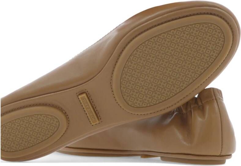 Tory Burch Bruine Ballerina Schoenen Elegant Leer