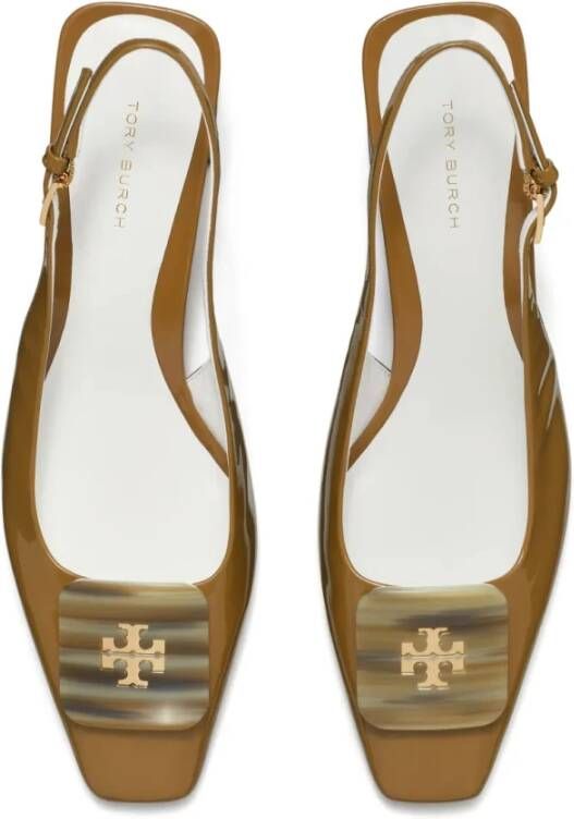 Tory Burch Bruine leren slingback pumps