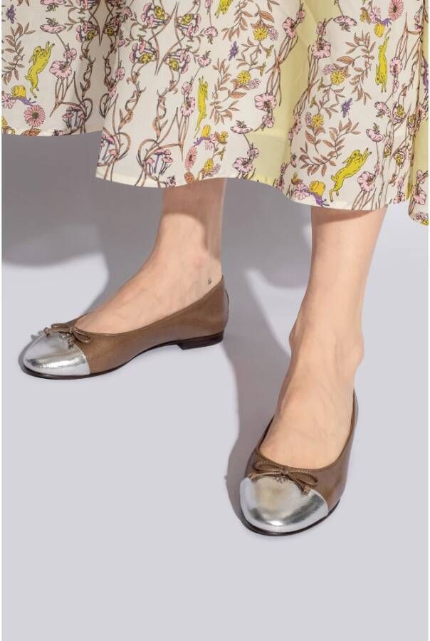 TORY BURCH Cap-Toe leren ballerinas Brown Dames