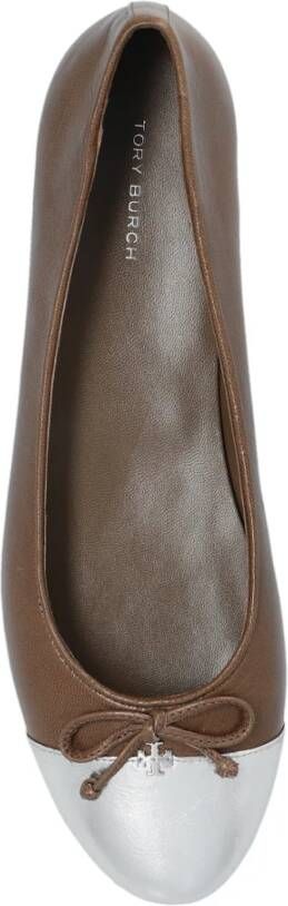 TORY BURCH Cap-Toe leren ballerinas Brown Dames