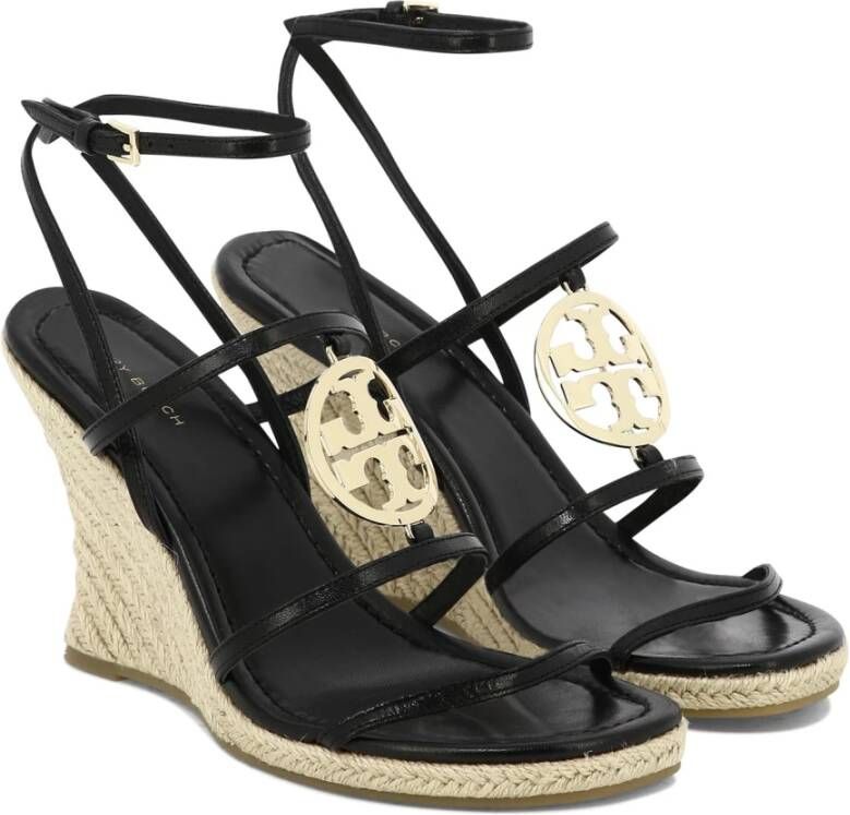 TORY BURCH Capri Miller Leren Sandalen Black Dames