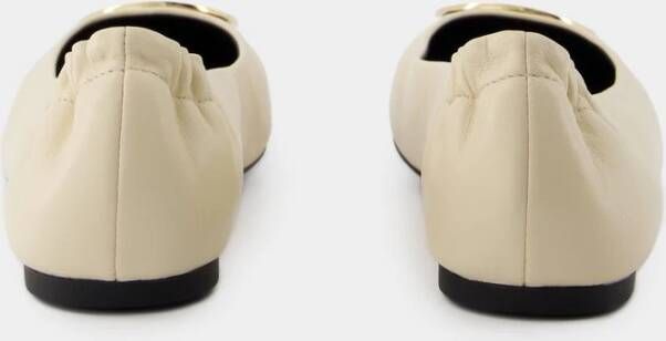 TORY BURCH Claire Cap-Toe Ballerinas Leren Schoenen Beige Dames