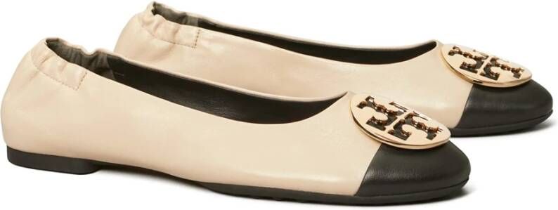 TORY BURCH Claire Cap Toe Ballet Ballerina Beige Dames