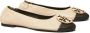 TORY BURCH Crèmekleurige Claire Leren Ballerina met Zwarte Contrastneus Beige Dames - Thumbnail 6