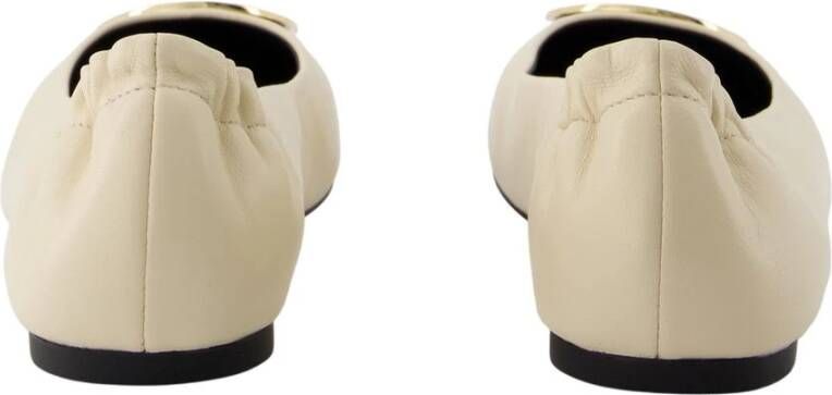 Tory Burch Crème Leren Ballerina met Cap-Neus