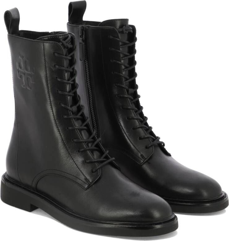 TORY BURCH Gestanst Logo Veterschoenen van Leer Black Dames - Foto 5