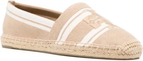 TORY BURCH Double T Jacquard Logo Espadrilles Beige Dames